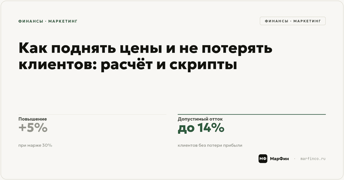 Как поднять цены и не потерять клиентов: расчёт и скрипты