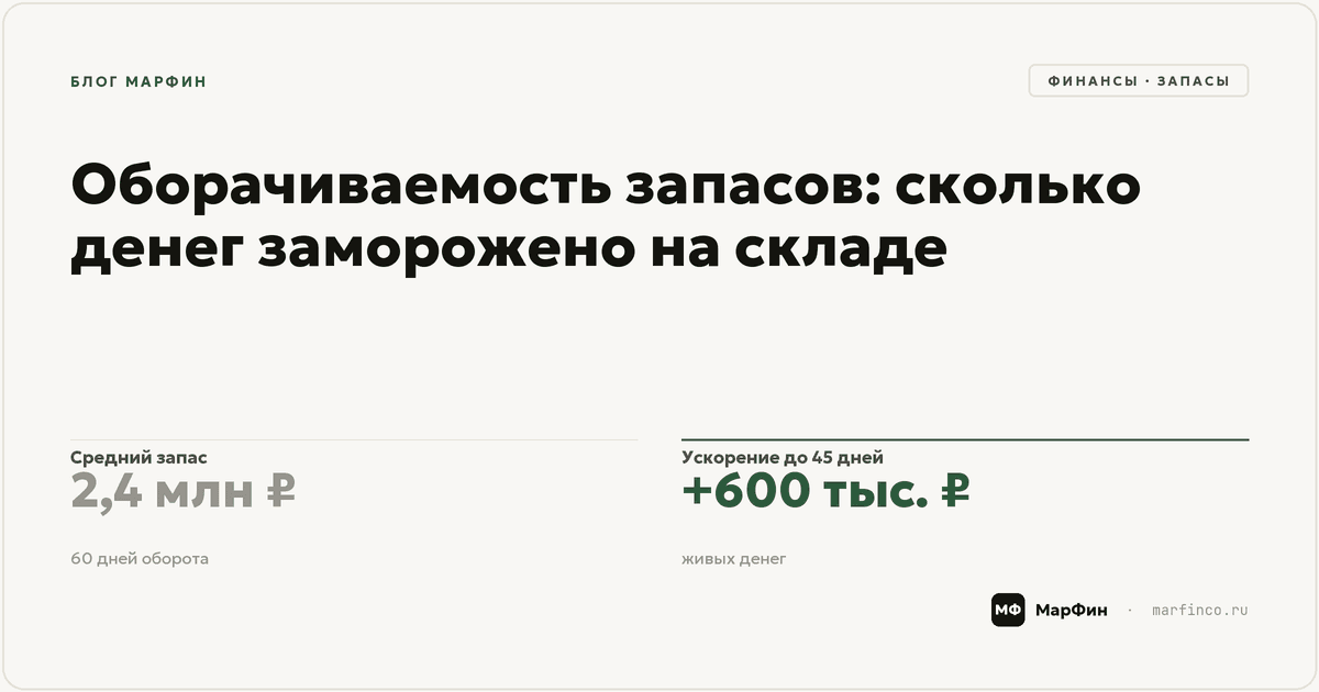 Оборачиваемость запасов: сколько денег заморожено на складе