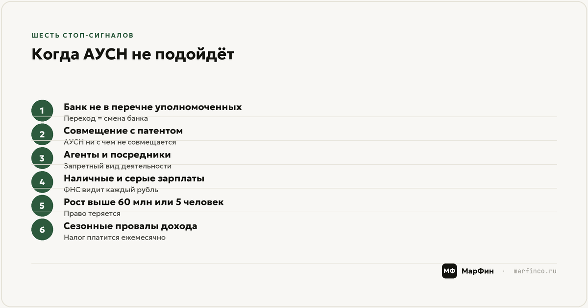 Шесть стоп-сигналов: кому АУСН противопоказана