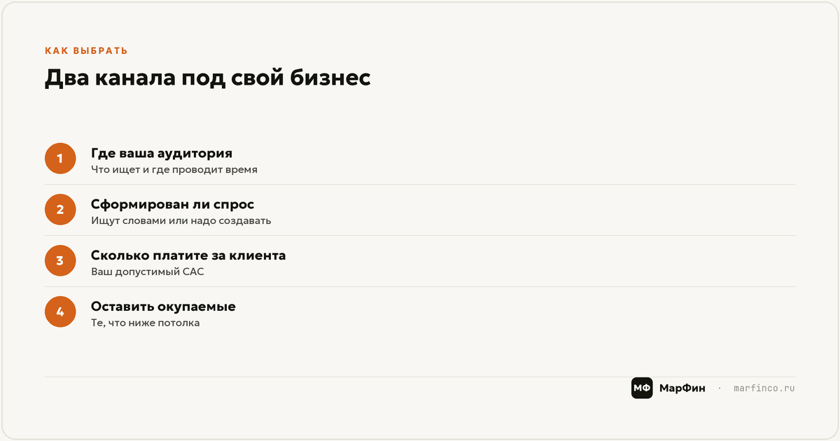 Как выбрать 2 канала под свой бизнес