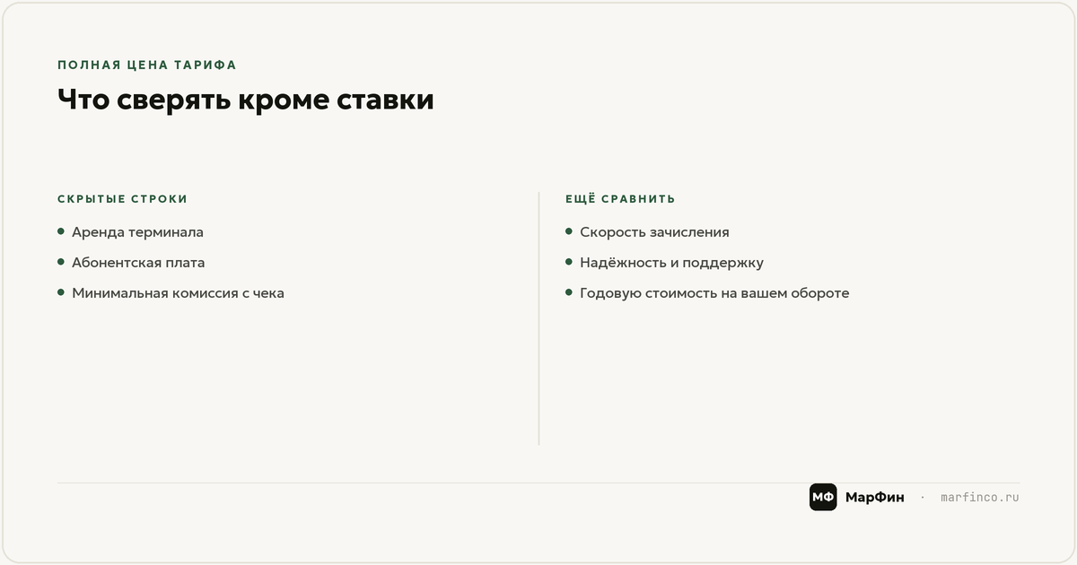 Что ещё проверить в тарифах